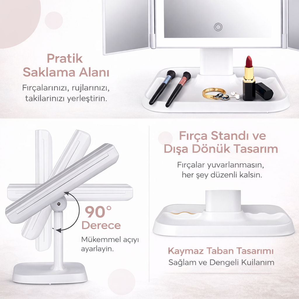 LumiAyna™ Pro – LED Işıklı Profesyonel Makyaj Aynası