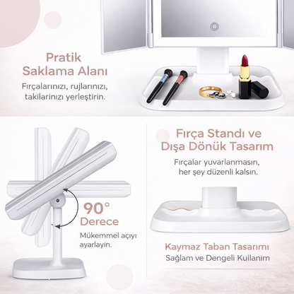 LumiAyna™ Pro – LED Işıklı Profesyonel Makyaj Aynası