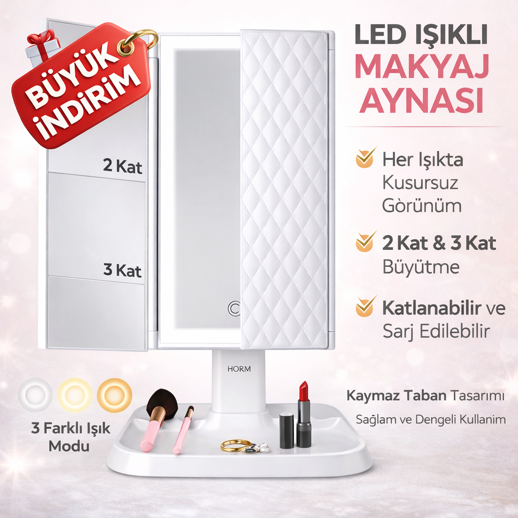 LumiAyna™ Pro – LED Işıklı Profesyonel Makyaj Aynası
